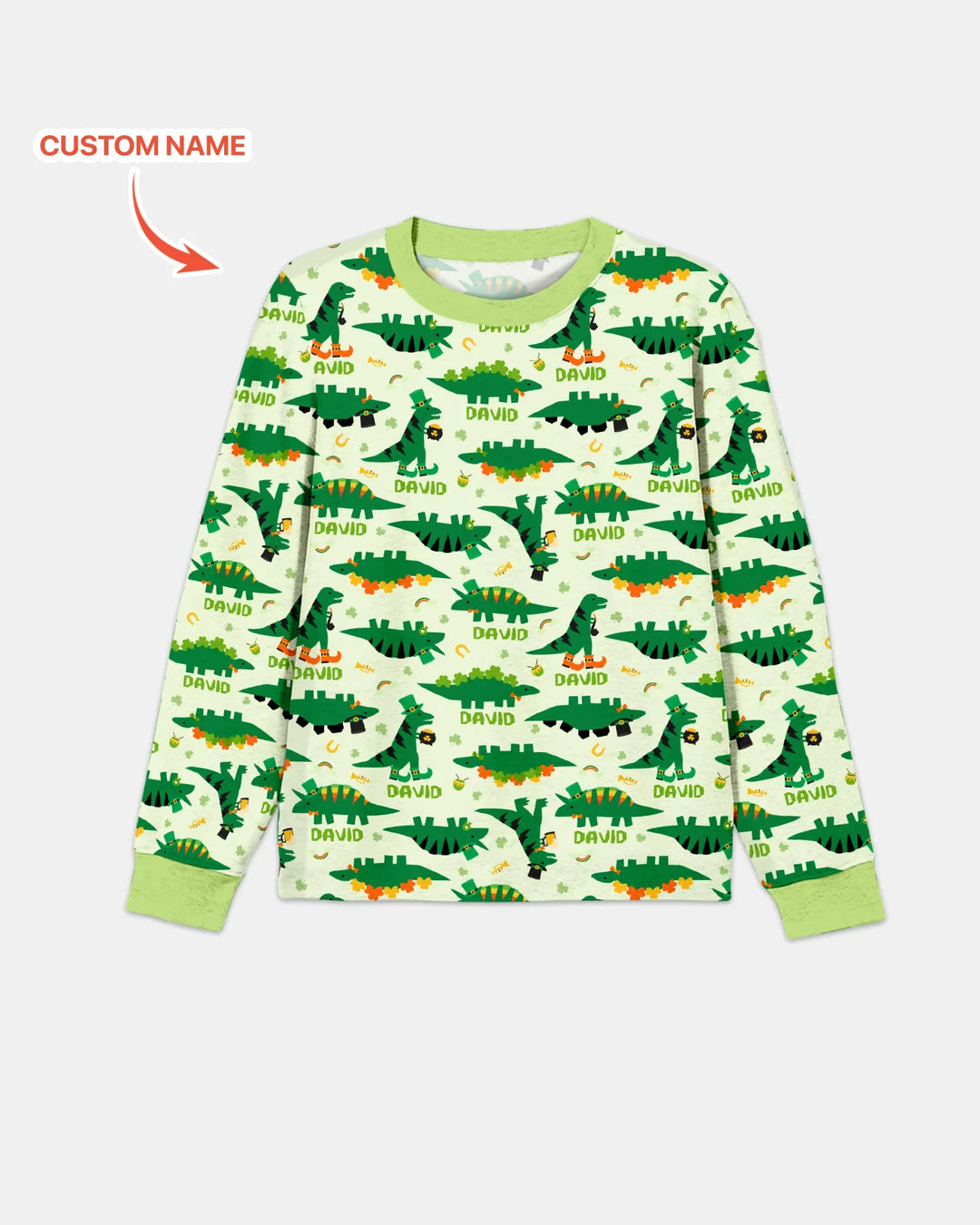 St. Patrick's Day Dinosaurs Custom Men's Pajama Set