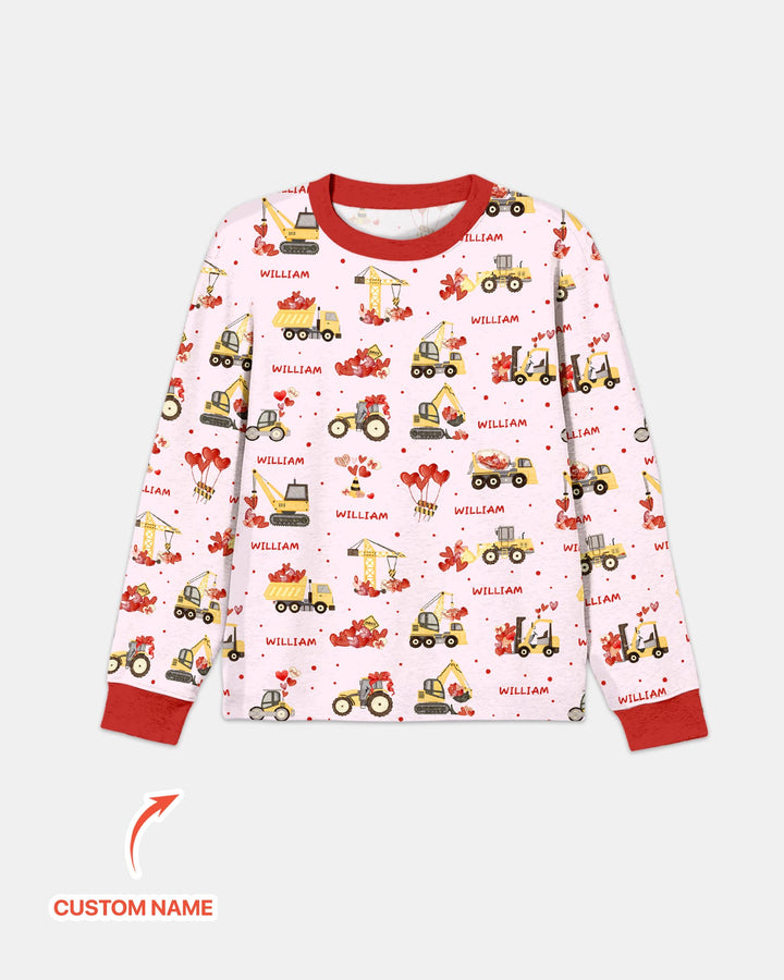 Custom Name Valentine Trucks Family Matching Men's Pajama Set