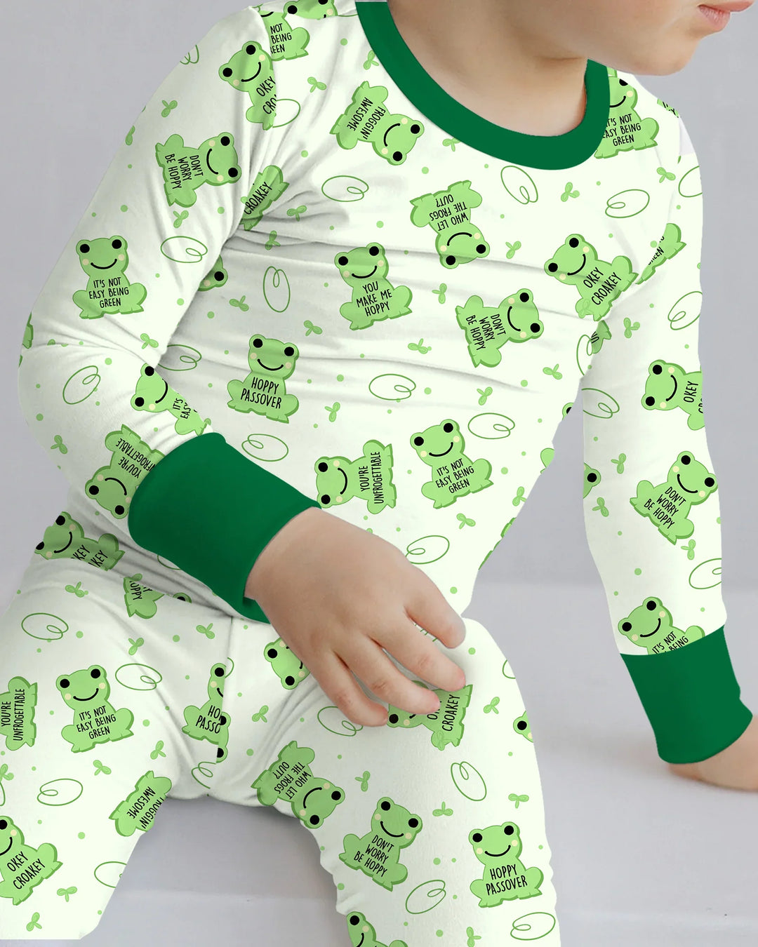 Marzipan Passover Conversation Frogs Two Piece Long Sleeve Pajama Set