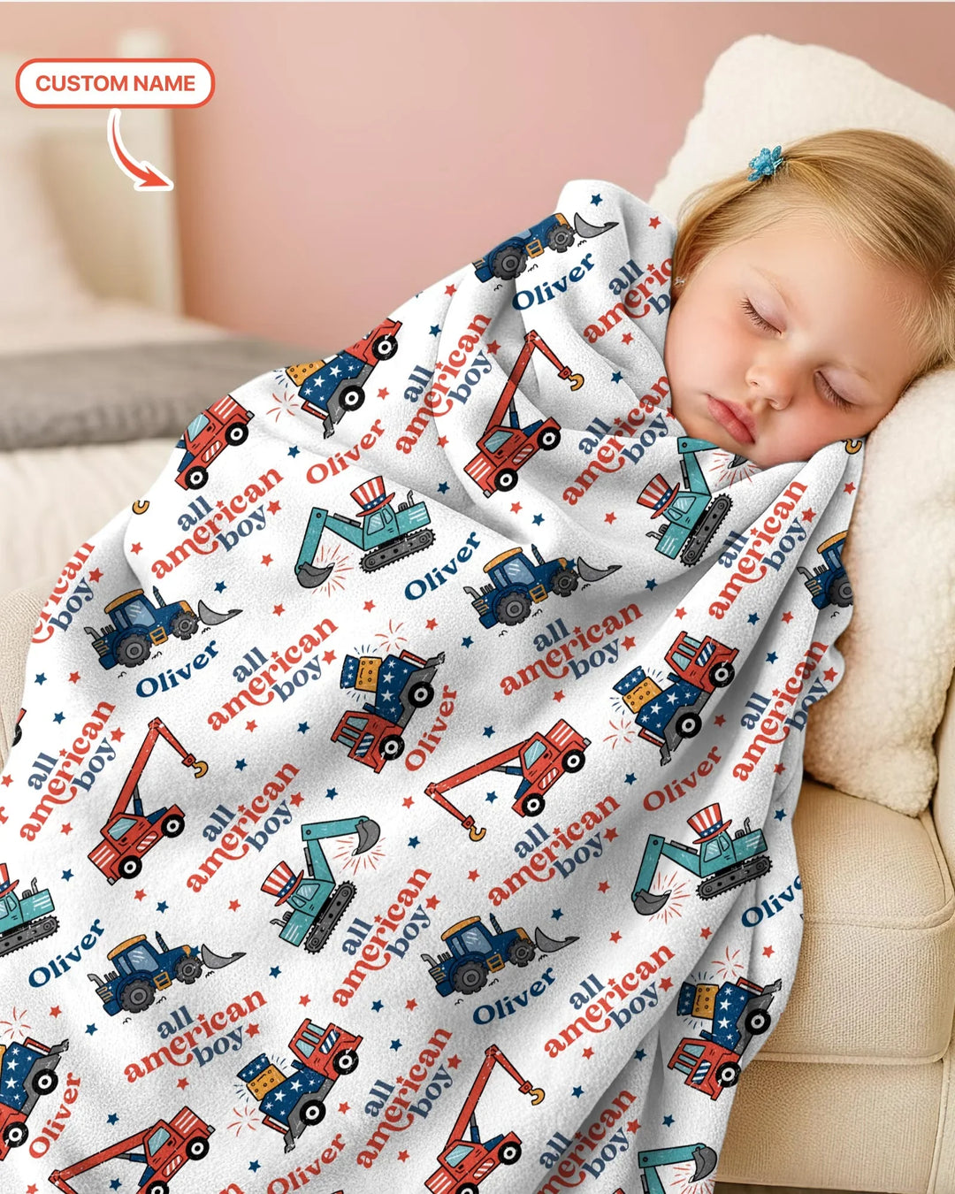 Custom Name All-American Boy Bamboo Blanket