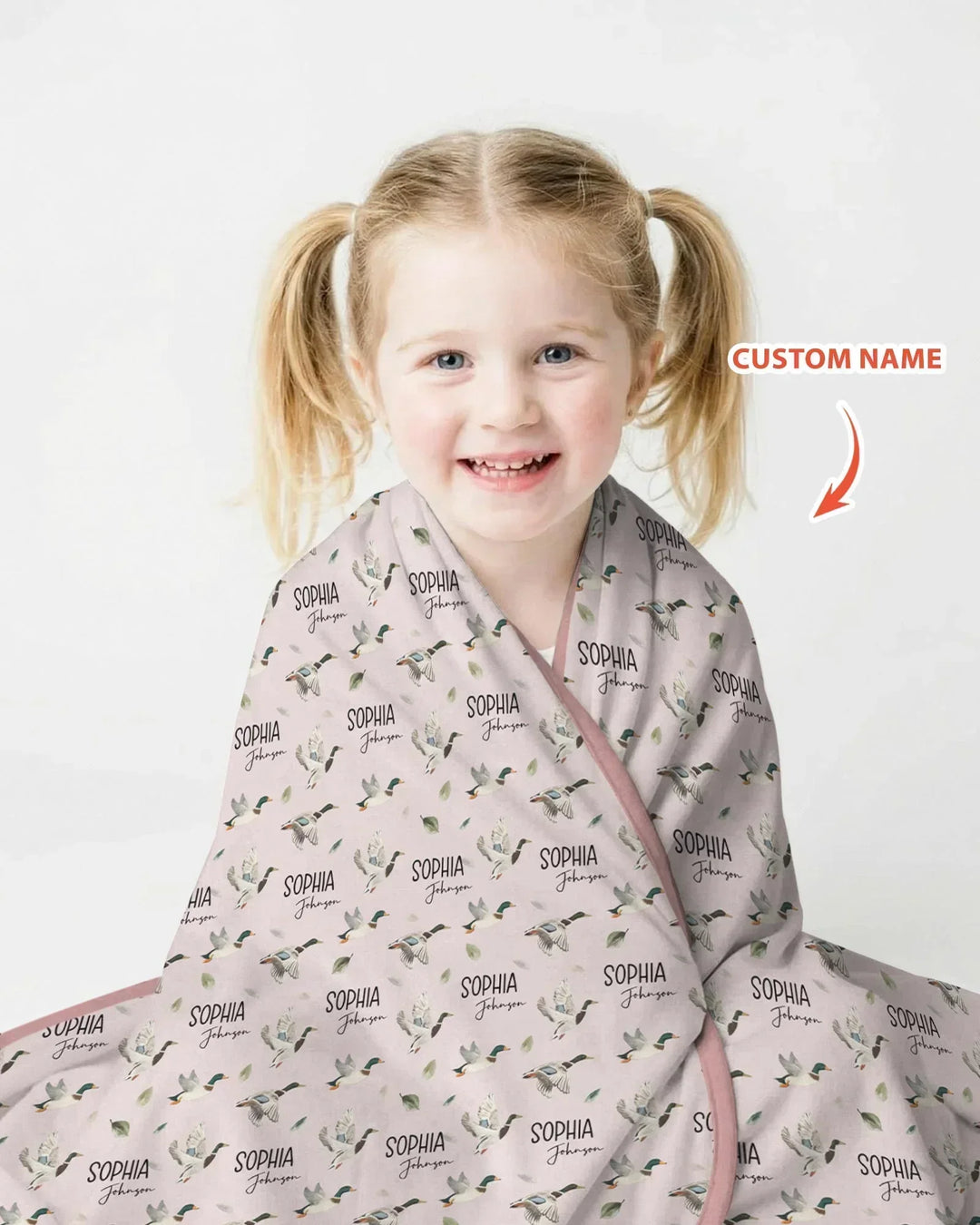 Custom Name Mallard Duck Bamboo Blanket