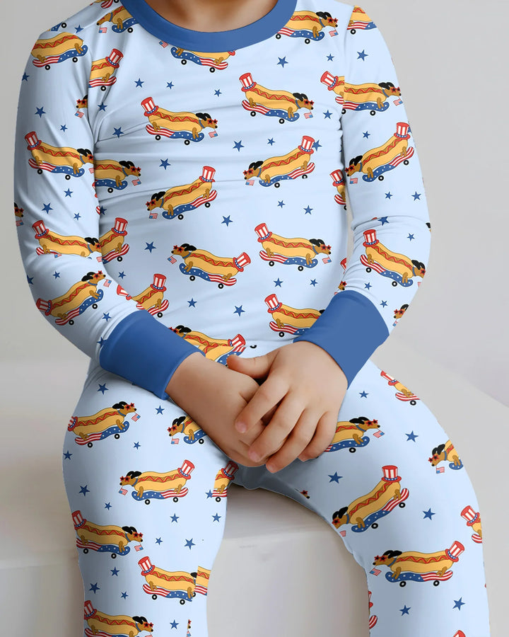 Conjunto de pijama de dos piezas de bambú de manga larga