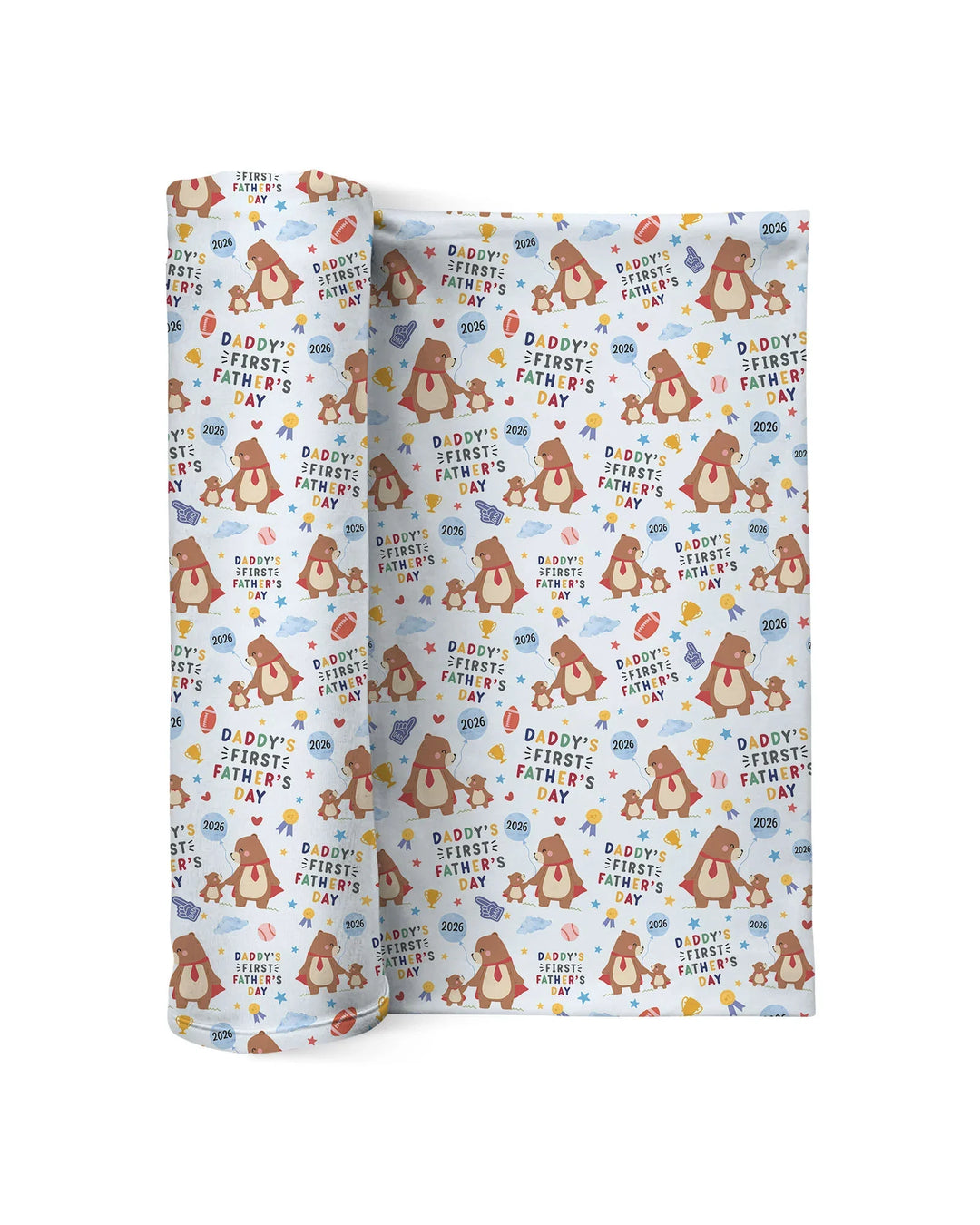 First Father's Day Daddy Bear Family Matching swaddle blanket