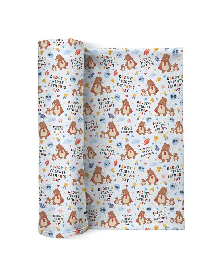 First Father's Day Daddy Bear Family Matching swaddle blanket