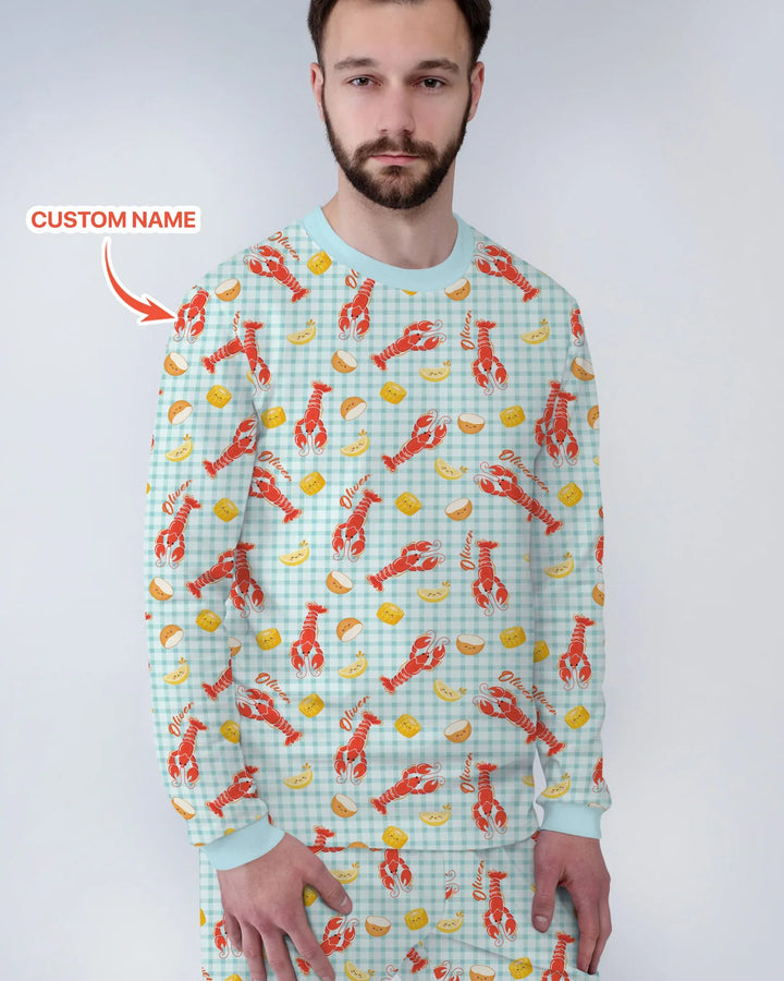 Custom Name Preppy Crawfish Season Bamboo Men's Pajama Set