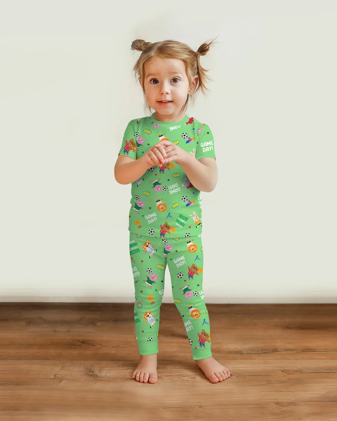The World Cup Soccer Animals Bamboo Two Piece Short Sleeve Pajama Set