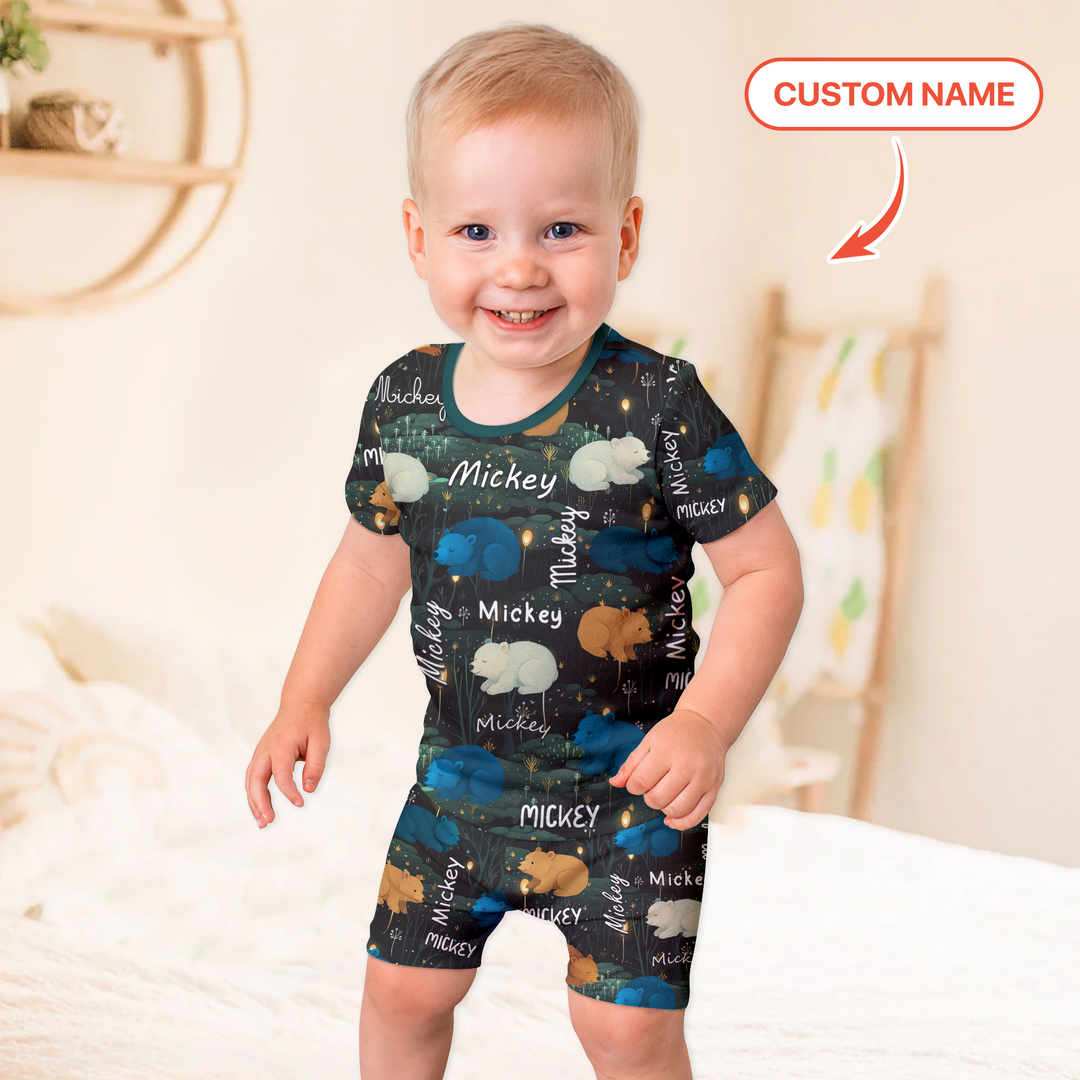 Zweiteiliges Pyjama-Set mit kurzen Ärmeln und Shorts im Sommer-Design