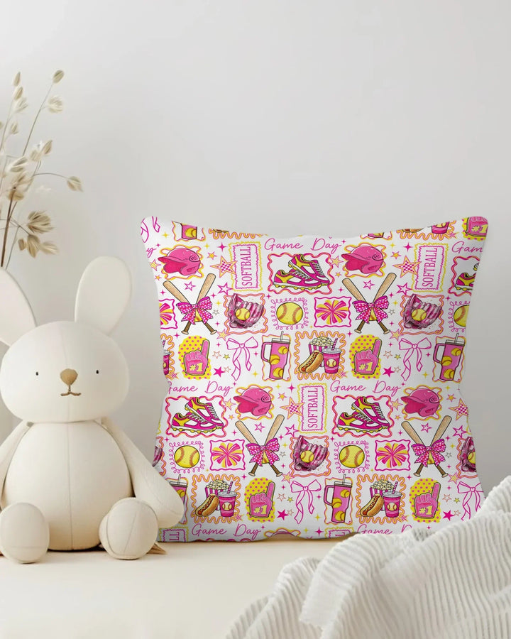 Pink Softball Game Day Bamboo Pillow Case