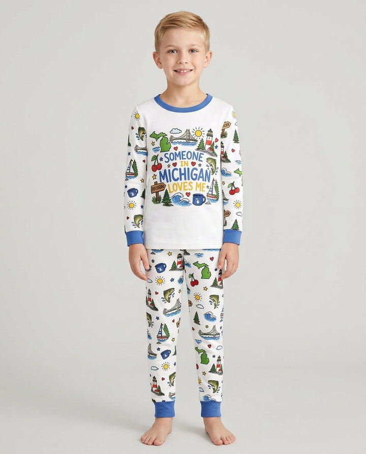 Someone in Michigan Loves Me Bamboo Two Piece Long Sleeve Pajama Set