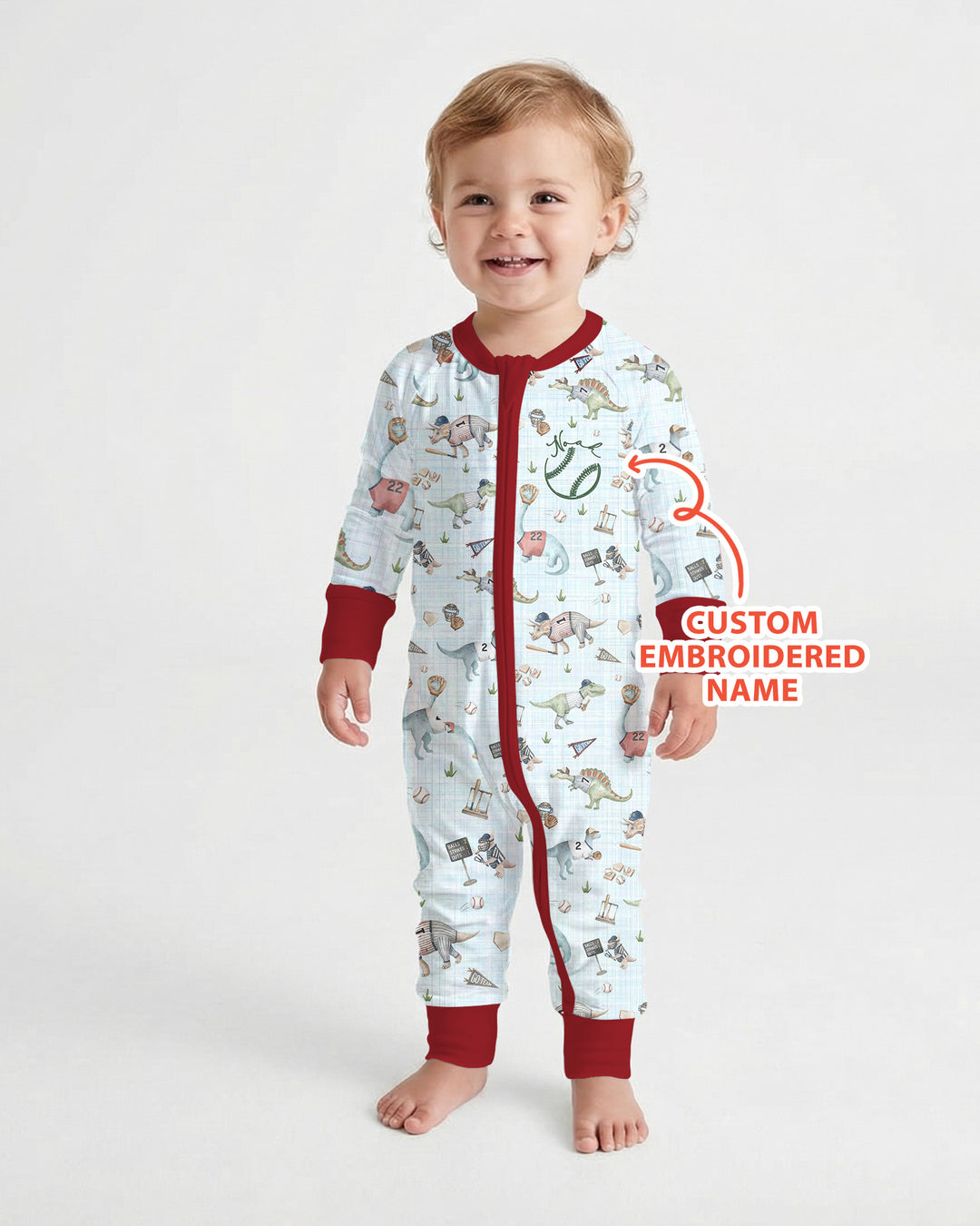 Custom Embroidered Dinosaurs Baseball  Bamboo Convertible Zippy