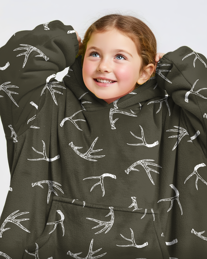 Antlers Minimalism Wearable Blanket Hoodie