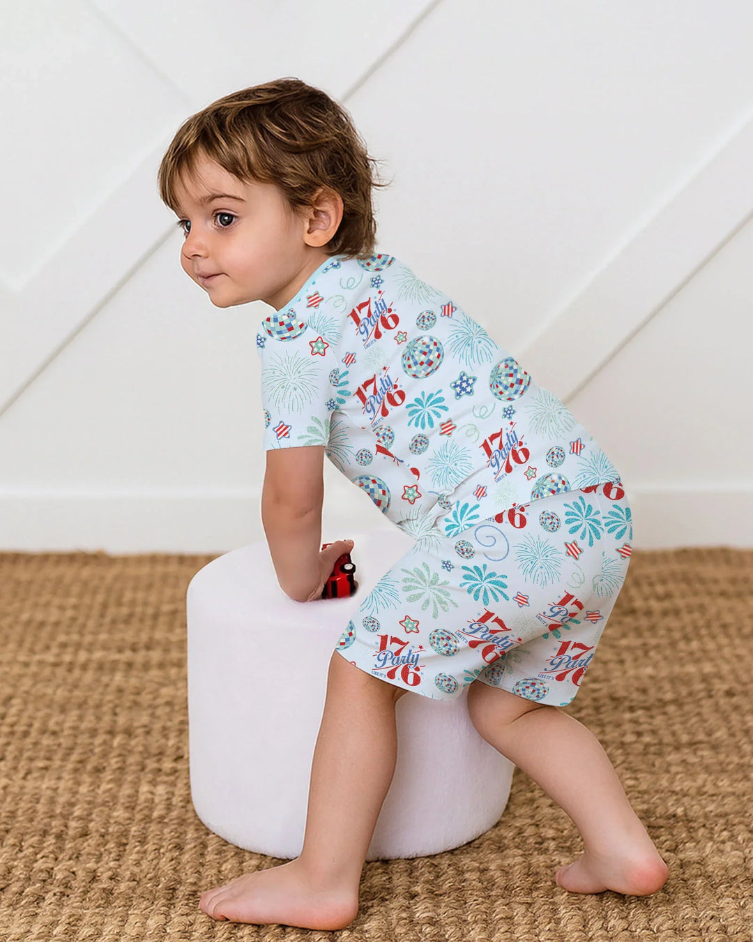 Land Of Free Family Matching Bamboo Two Piece Short Sleeve Shorts Pajama Set