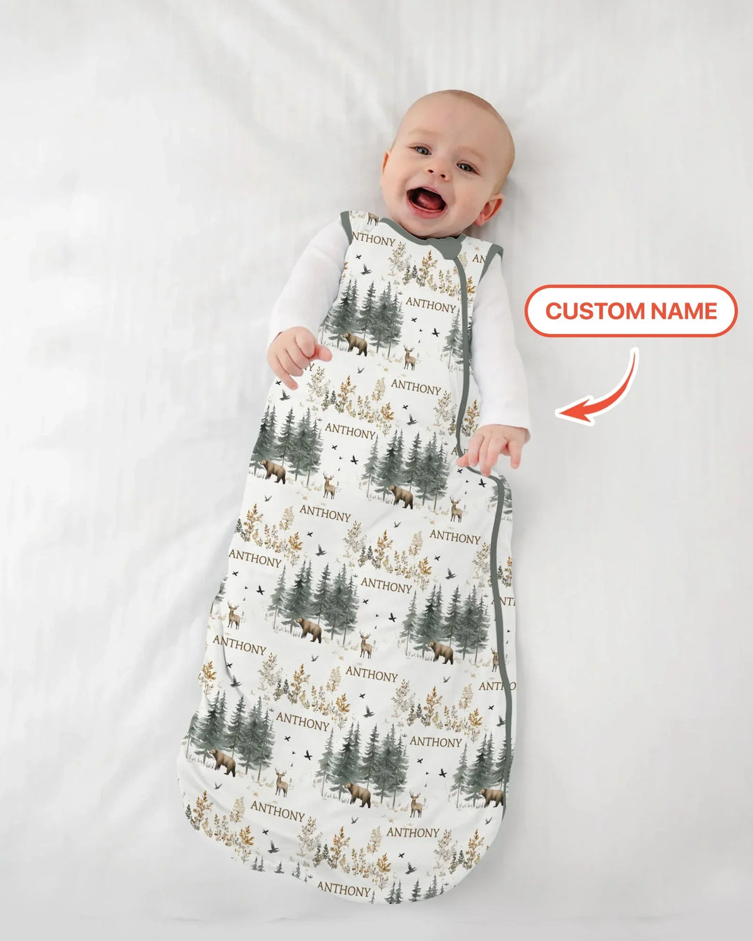 Custom Name Forest Bear Deer Bamboo Sleep Bag