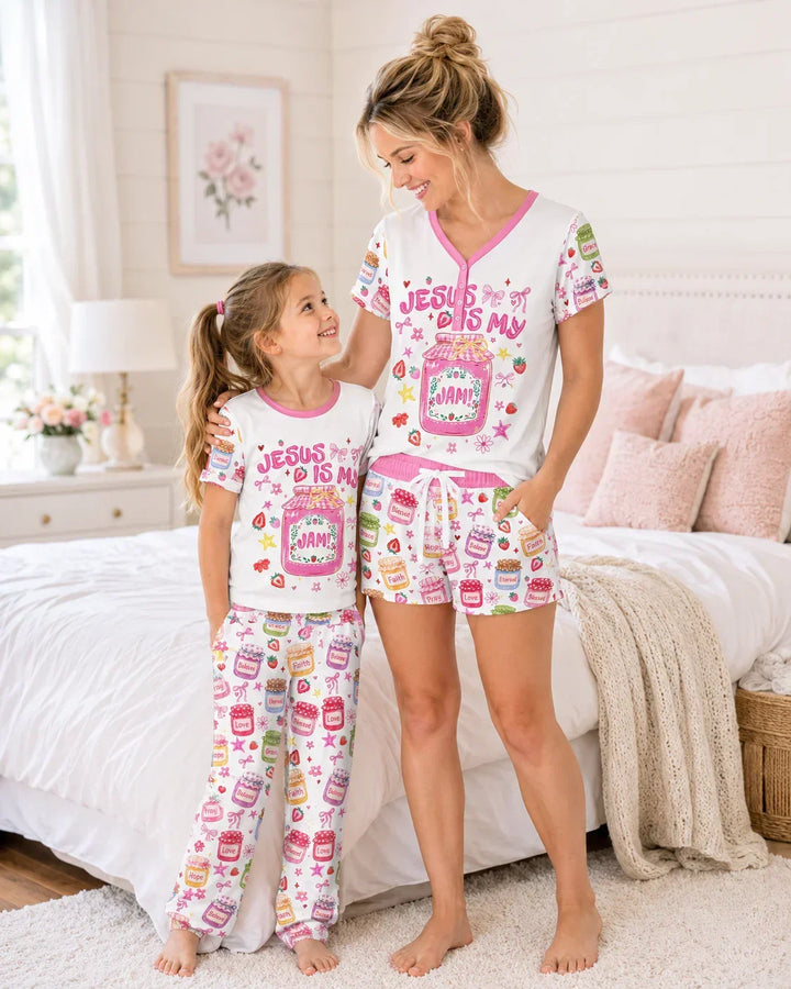 Preppy Summer Jesus Is My Jam Bamboo Two Piece Short Sleeve Pajama Set