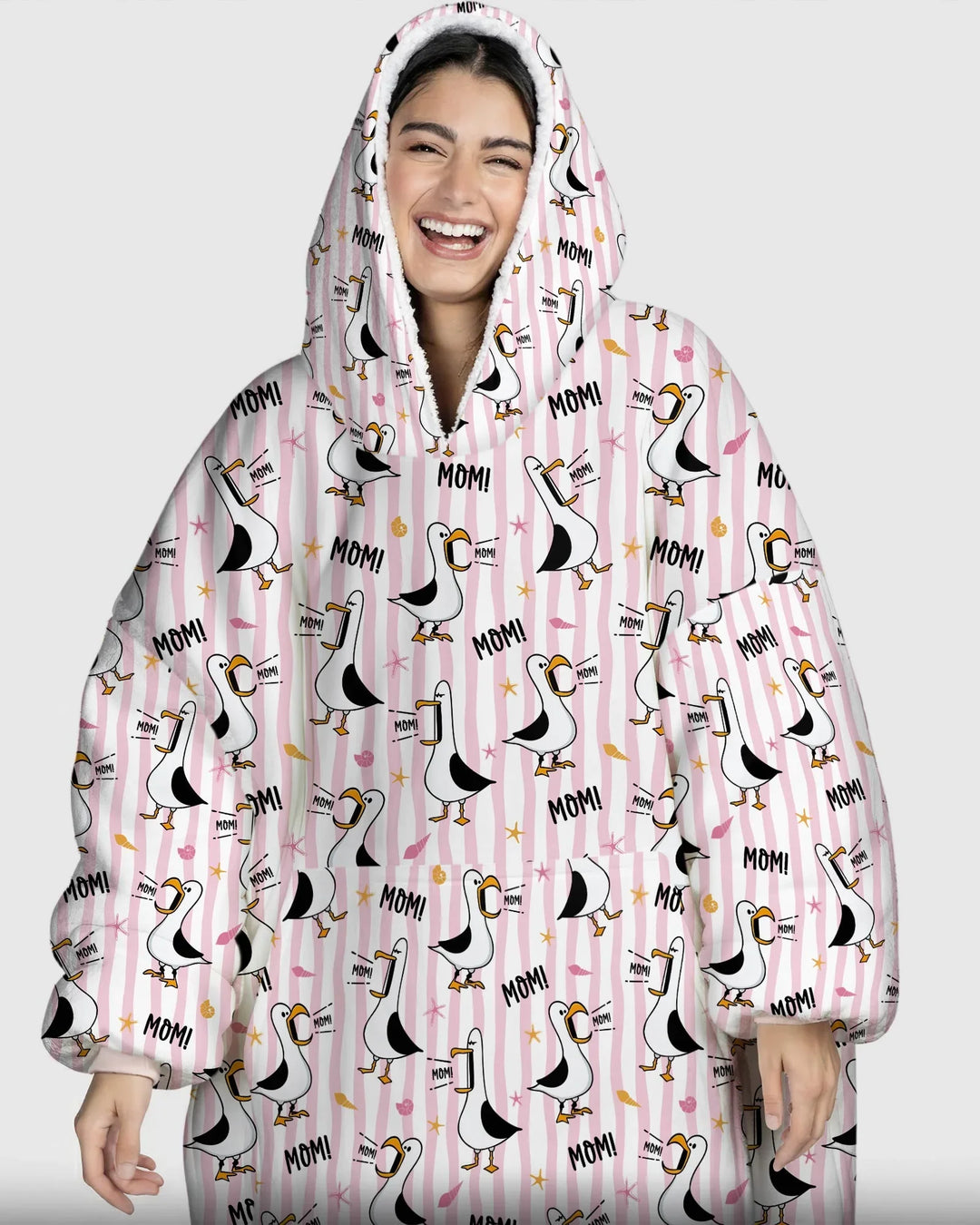 Seagull mom Mom MOM Wearable Bamboo Blanket Hoodie