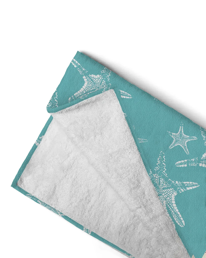 Custom Photo Starfish With Names Bamboo Beach Towel