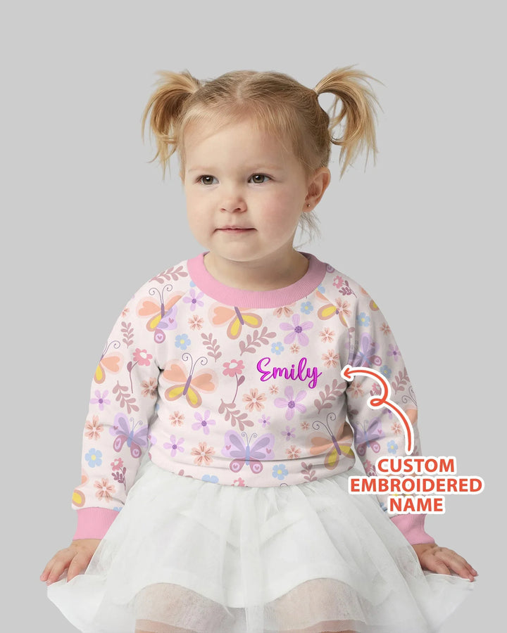 Custom Embroidered Name Butterfly Bamboo Crewneck Sweatshirt