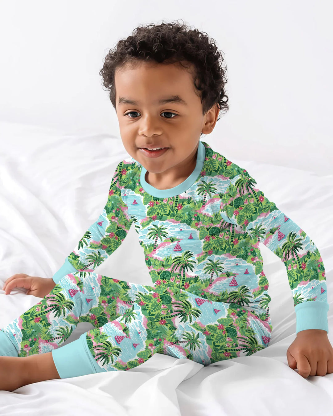 Preppy Coast Beach Club Bamboo Two Piece Long Sleeve Pajama Set