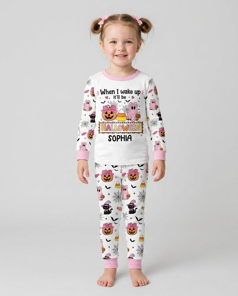 Custom Name When I Wake Up It'll Be Halloween! Bamboo Two Piece Long Sleeve Pajama Set