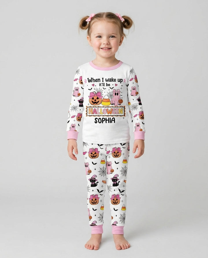 Custom Name When I Wake Up It'll Be Halloween! Bamboo Two Piece Long Sleeve Pajama Set