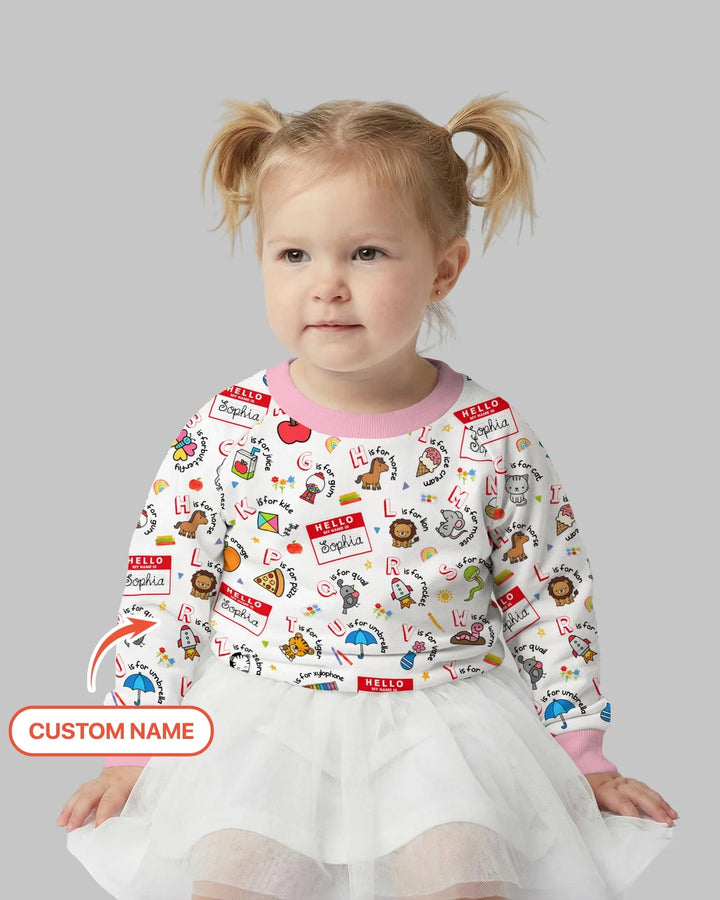 Custom Name Hello School ABCs Bamboo Crewneck Sweatshirt