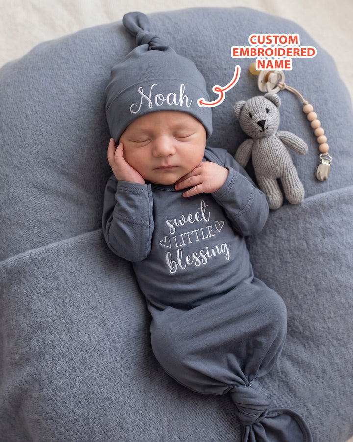 Personalized Little Blessing Embroidered Bamboo Welcome Home
