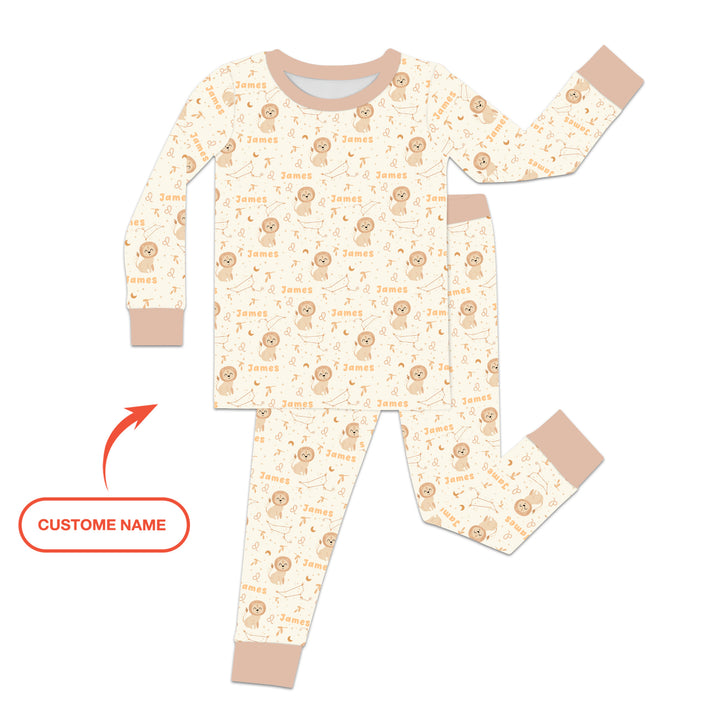 Bohemian Baby Zodiac Signs Custom Name Two Piece Long Sleeve Pajama Set