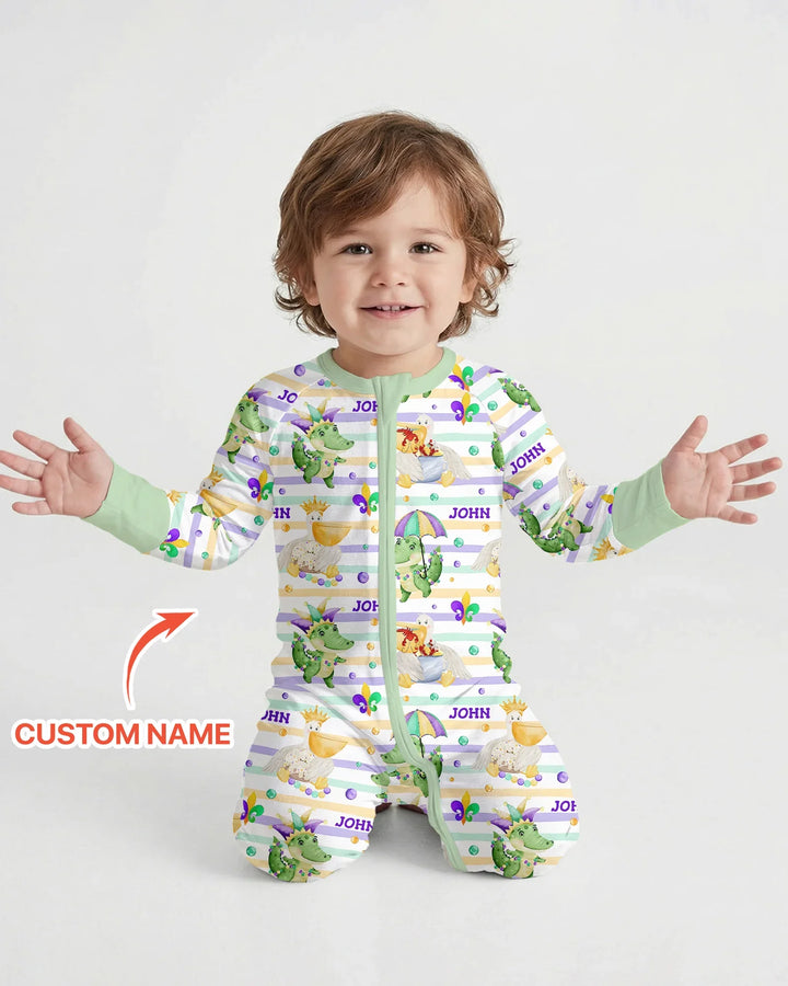 Pijama Convertible de Bambú a Juego para Familia "Aventura de Mardi Gras Feliz"
