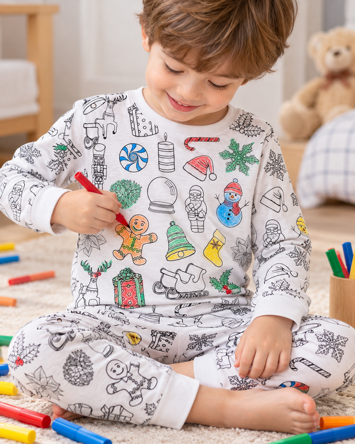 Christmas Colorable Bamboo Two Piece Pajama Set