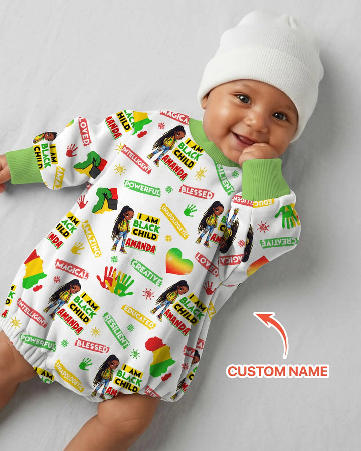 Custom Name I Am Black Child Magical Bamboo Bubble Romper
