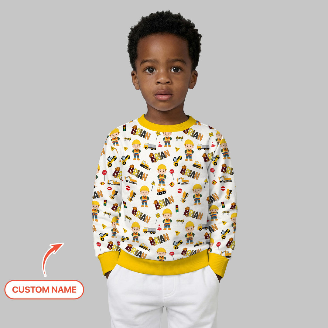 Custom Name Doodle Little Builder Crewneck Sweatshirt
