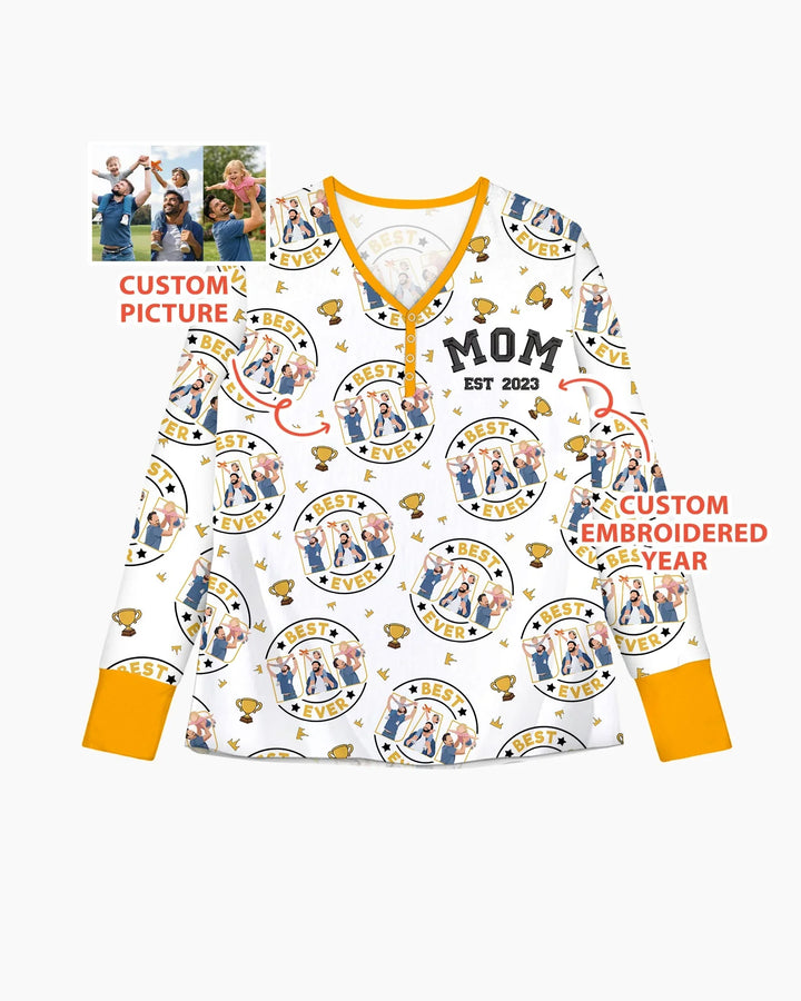 Conjunto de pijama de bambú bordado para mujer, personalizado, a juego para el Día del Padre