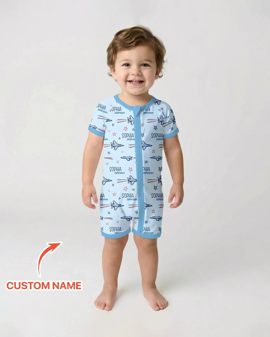 Patriotic American Flag Jet Fighter Bamboo Shorty Zippy