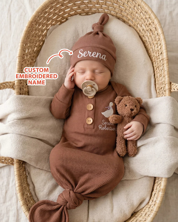 Personalized Cute Duck Embroidered Waffle Bamboo Hat