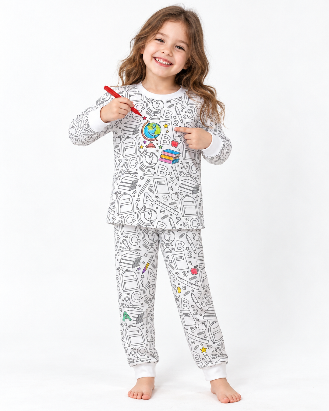 Conjunto de pijama de dos piezas de manga larga de bambú todo colorable