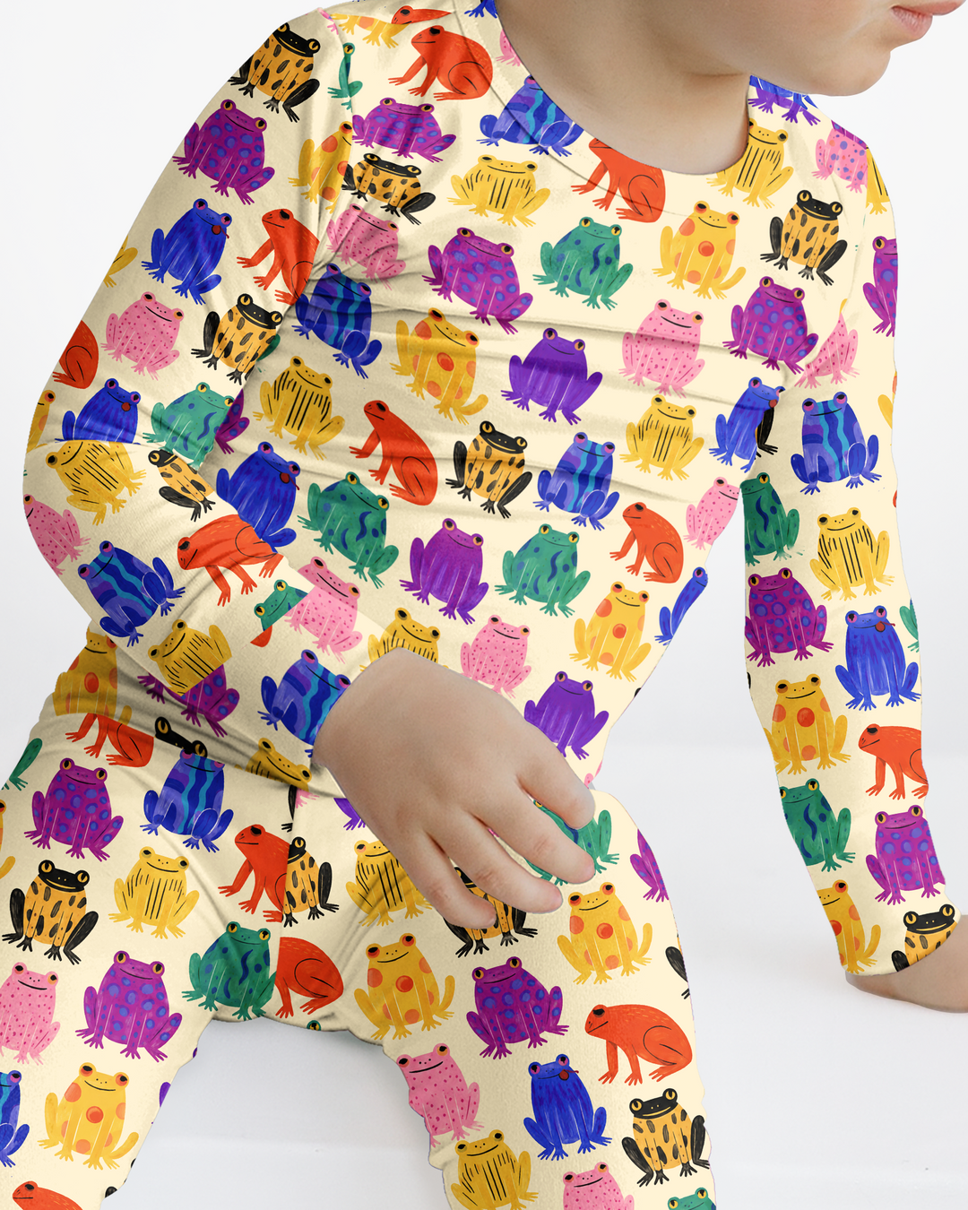 Rainbow Frog Parade Bamboo Two Piece Long Sleeve Pajama Set