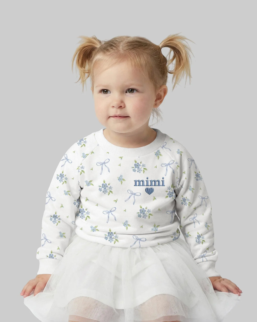 Mommy and Me Matching Embroidered Baby Bamboo Crewneck Sweatshirt