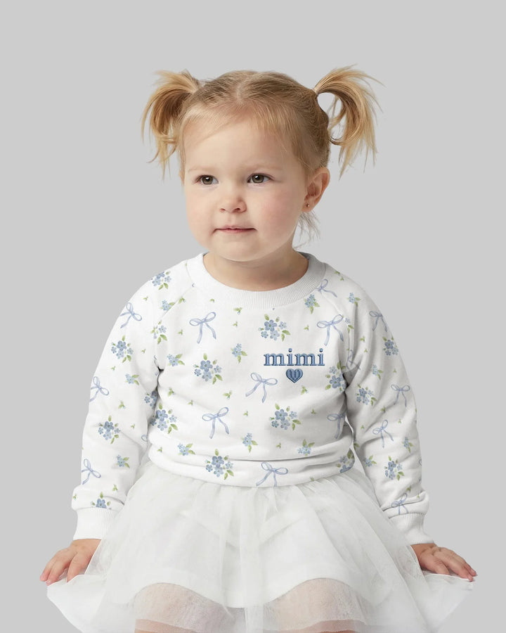 Mommy and Me Matching Embroidered Baby Bamboo Crewneck Sweatshirt