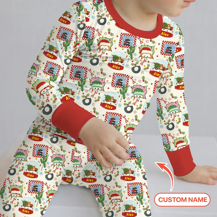 Zweiteiliges Langarm-Pyjama-Set mit Sommerfrüchten