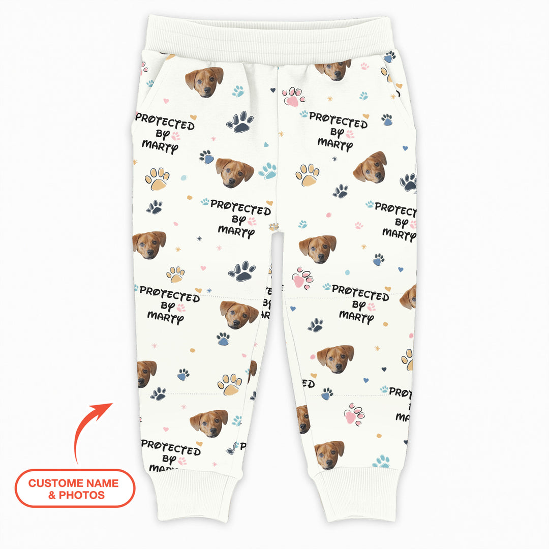 Custom Dog Photo Pattern "Protected By" Jogger