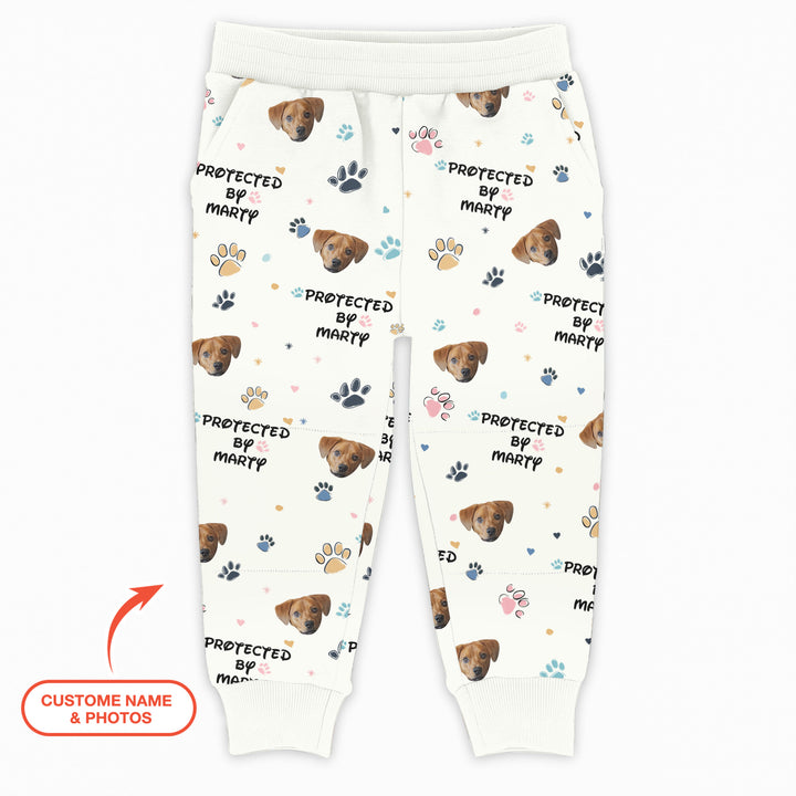 Custom Dog Photo Pattern "Protected By" Jogger