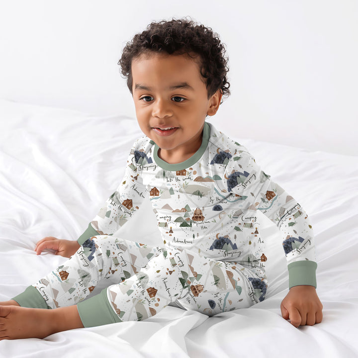 Camping Route Map Two Piece Long Sleeve Pajama Set