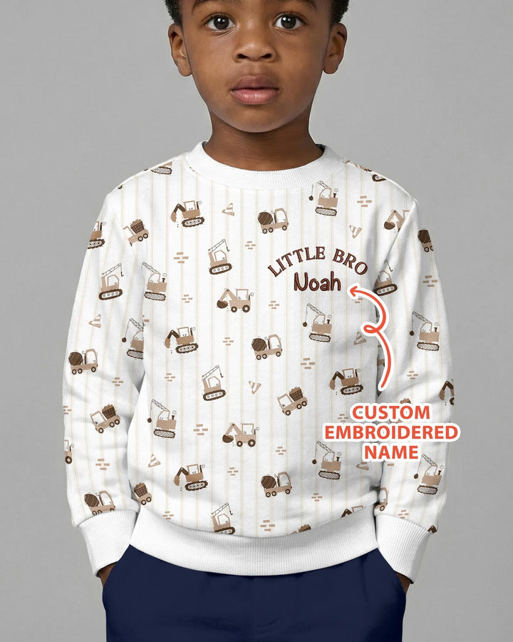 Custom Embroidered Name Constructor Little Bro Bamboo Crewneck Sweatshirt