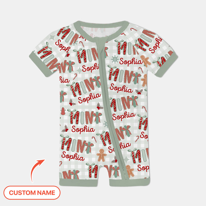 Benutzerdefinierter Name Mama Mini Passender Weihnachts-Shorty Zippy (Grün)
