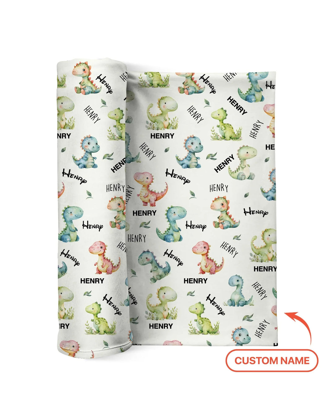 Dinosaur Custom Name swaddle blanket