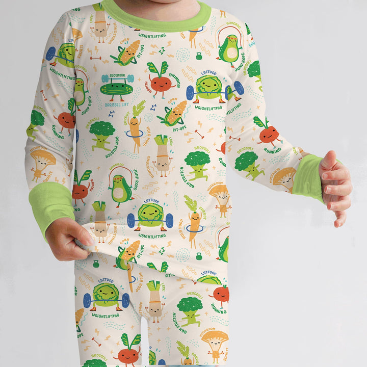 Exercise Veggie Two Piece Long Sleeve Pajama Set