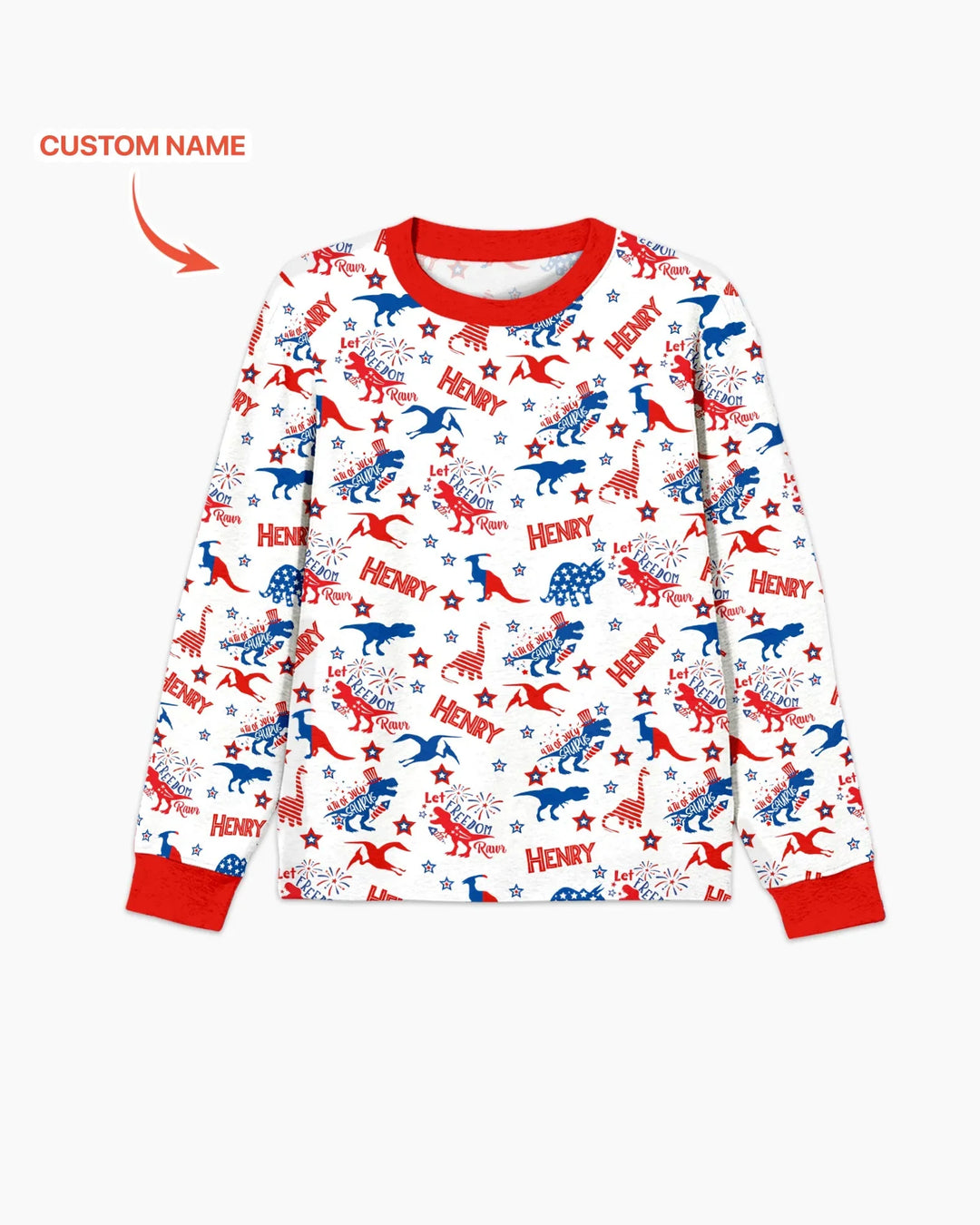 Custom Name Patriotic Dinosaur Bamboo Men's Pajama Set
