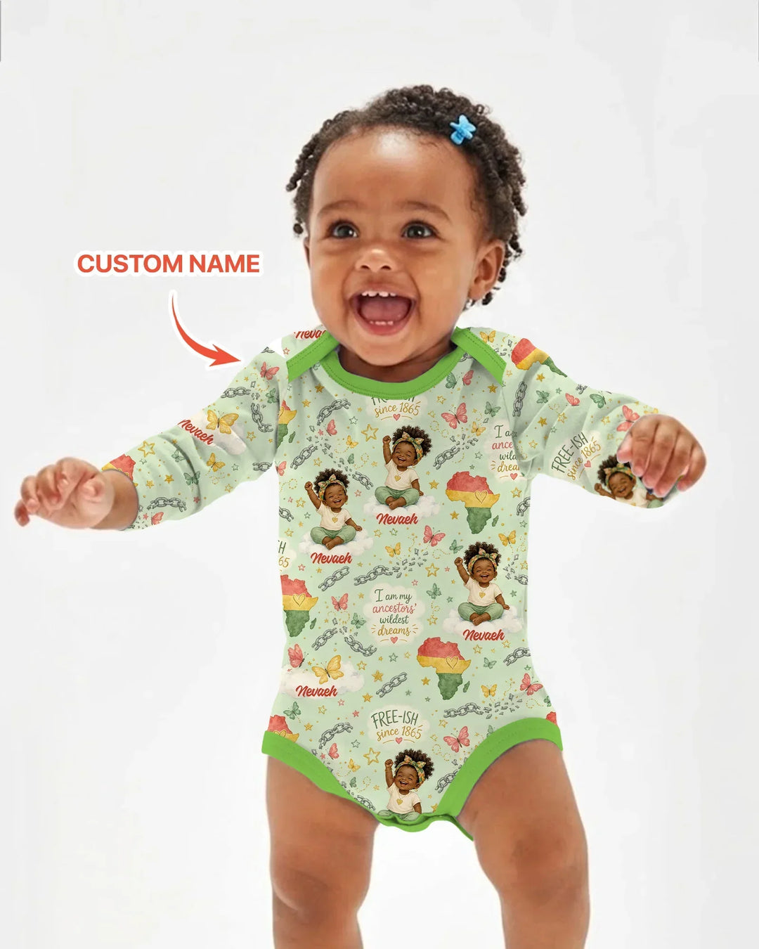 Custom Name Juneteenth I Am My Ancestors' Wildest Dream Bamboo Bodysuit