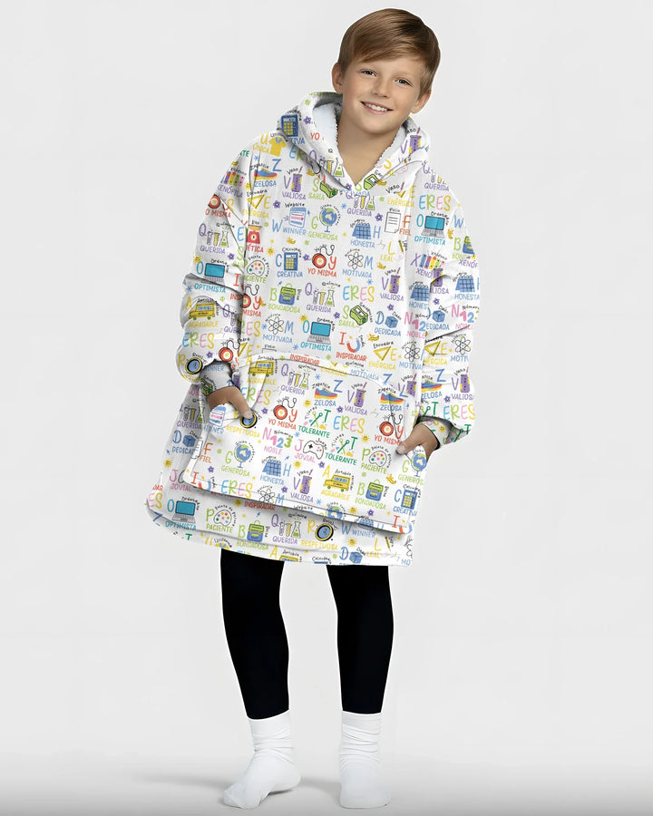 Manta Sudadera con Capucha de Bambú Versión Alfabeto Español