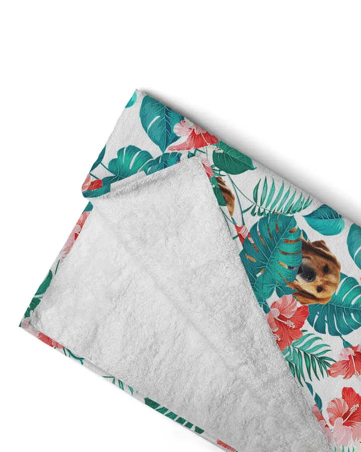Hawaiian Custom Photo Dog Bamboo Beach Towel